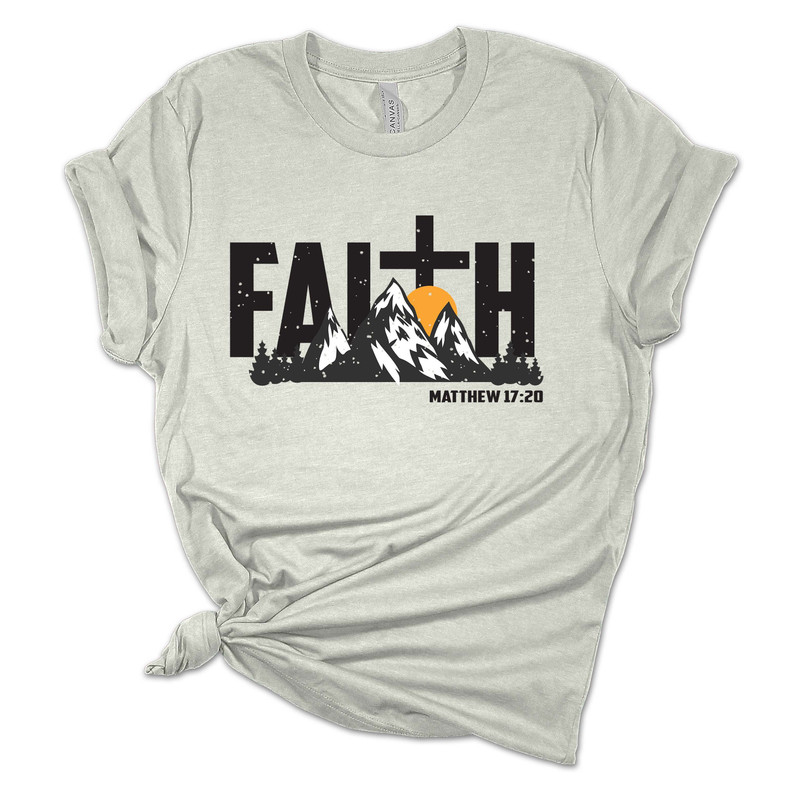 Womens Christian Tshirt Faith Scenic Mountain Matthew 17:20 Jesus